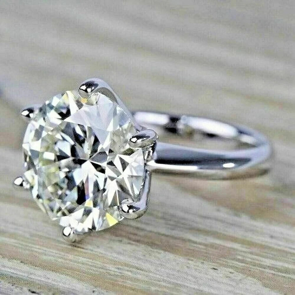 5 Ct Lab Grown Women Round Cut Diamond Ring 14k White Gold IGI Certified VVS E F