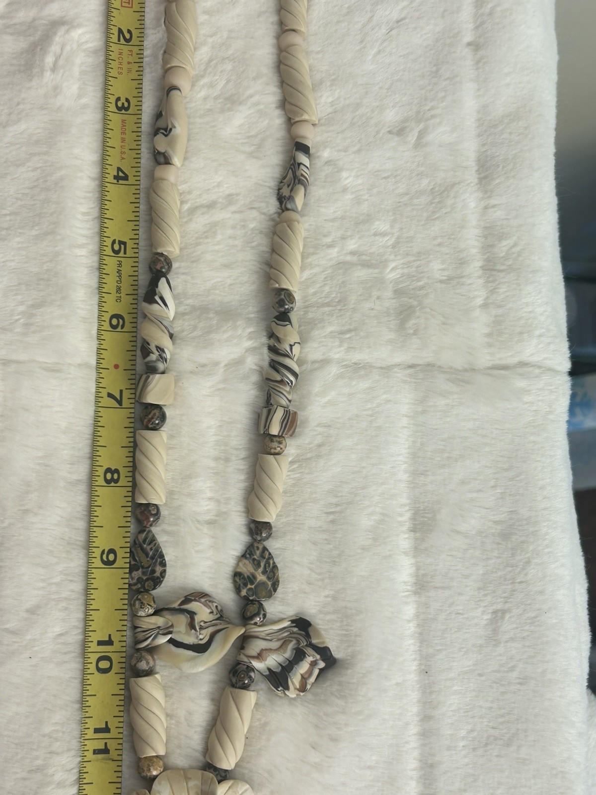 HANDMADE ARTISAN POLYMER CLAY ORCHID NECKLACE & EARRINGS FAUX JASPER OOAK SET