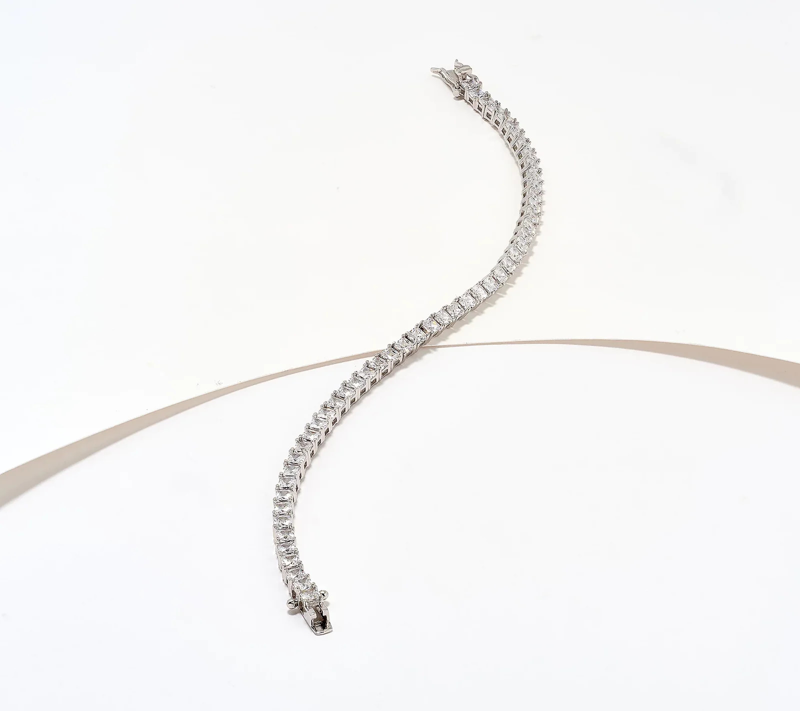 Diamonique Classics Round Cut Sterling Silver Tennis Bracelet Small
