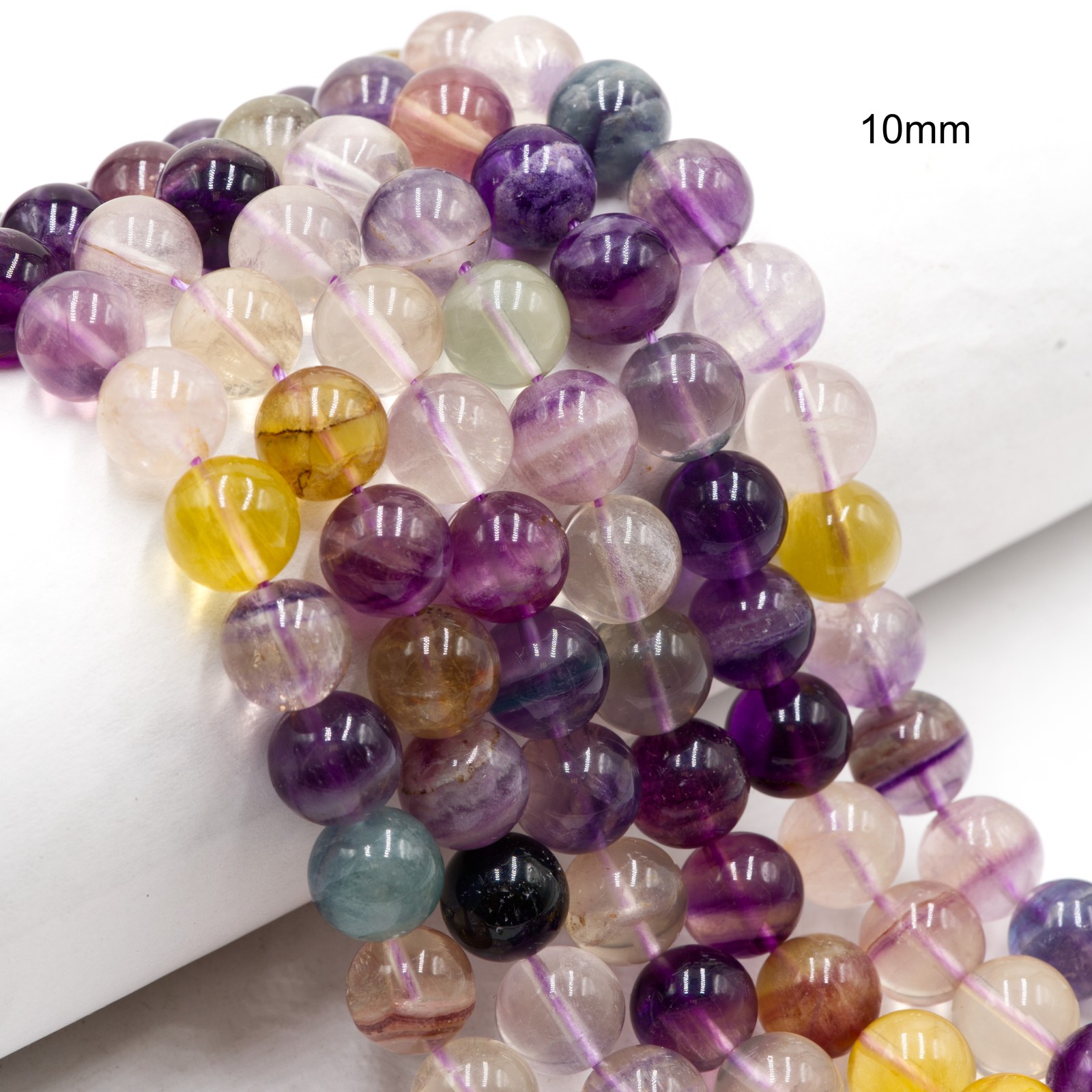 Natural Rainbow Fluorite Smooth Round Beads 4mm 5mm 6mm 7mm 8mm 10mm 15.5″Strand