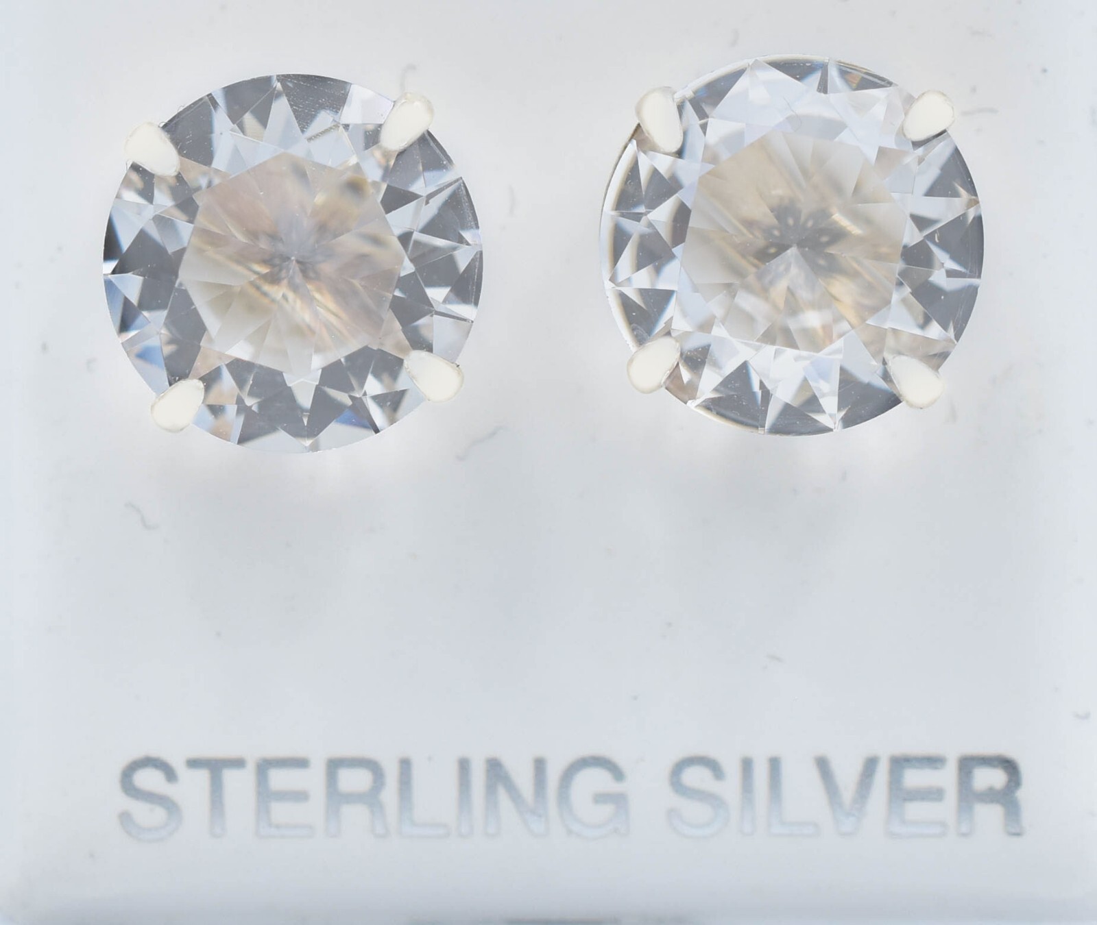 LAB CREATED 13.90 Cts WHITE SAPPHIRE STUD EARRINGS .925 Silver – 12 mm – NWT
