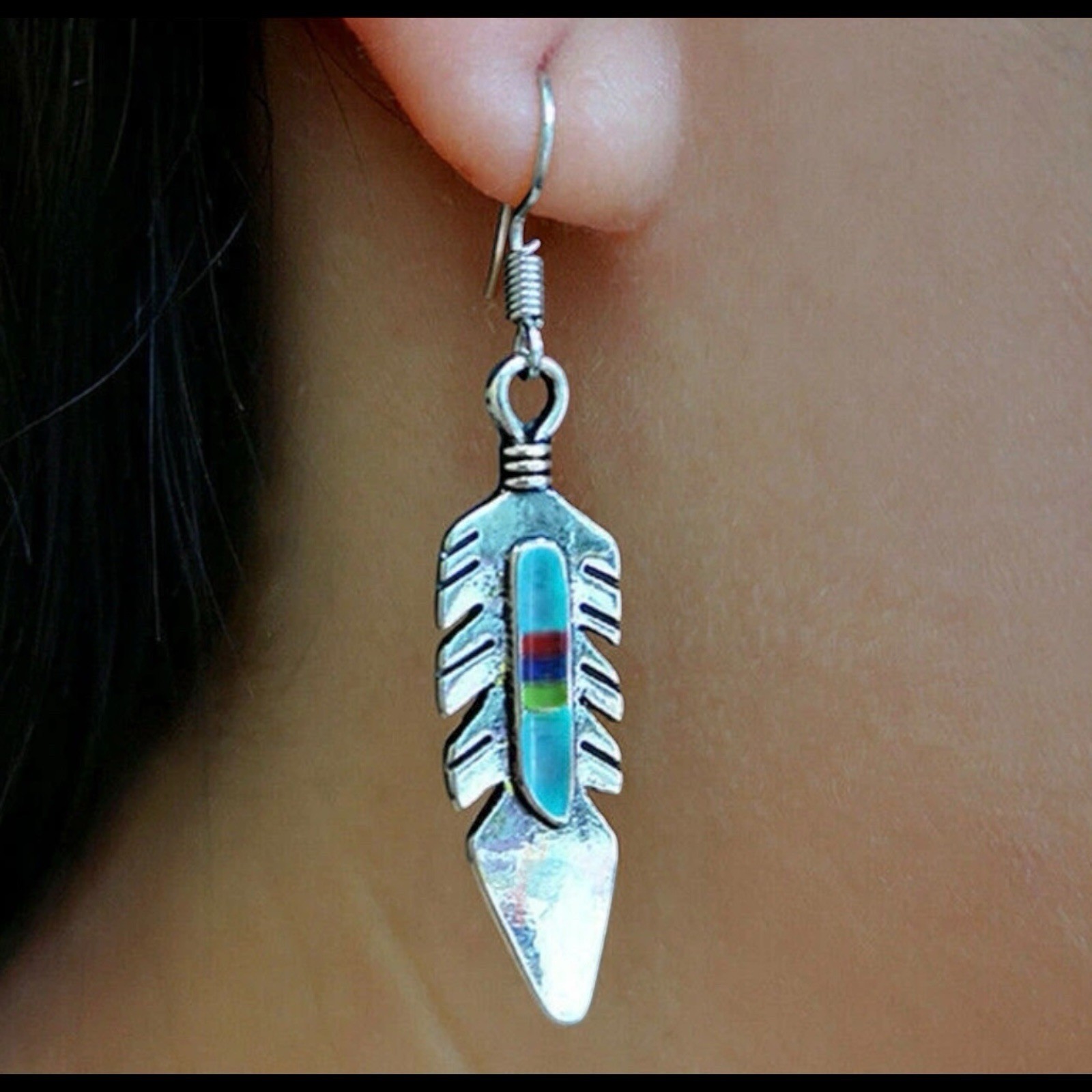 Women 925 Silver Turquoise Hook Drop Earrings Wedding Party Jewelry Gift A21