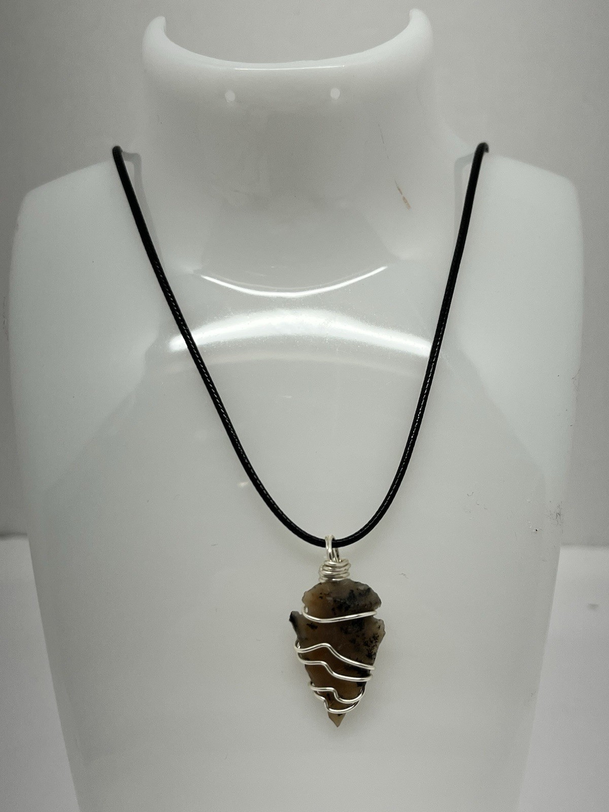 Handmade 10.5” Arrowhead Necklace With Natural Stone Pendant Assembled In USA