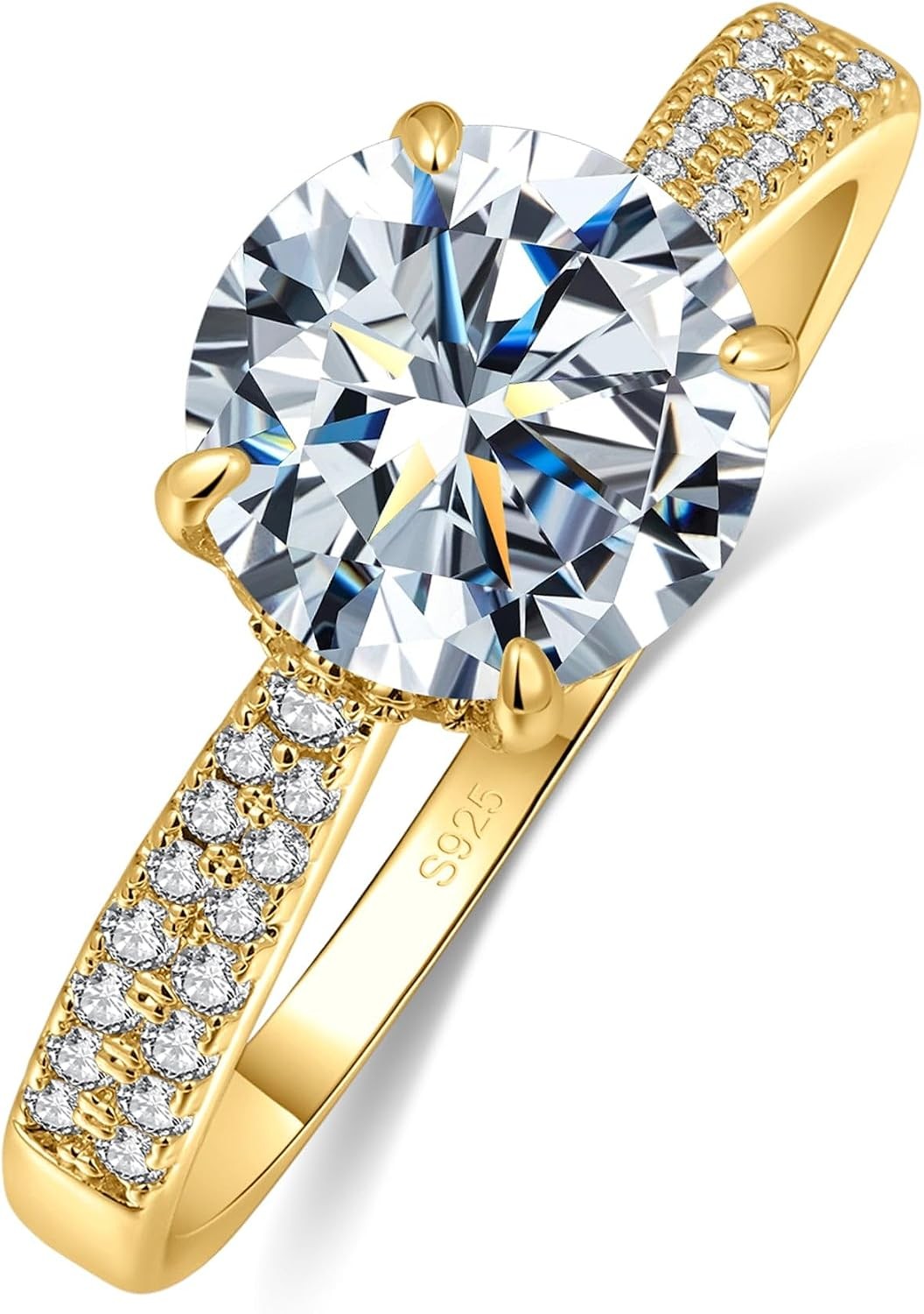 1.5-4CT D VVS1 Two-Tone 18K Gold Plated S925 Moissanite Engagement Ring