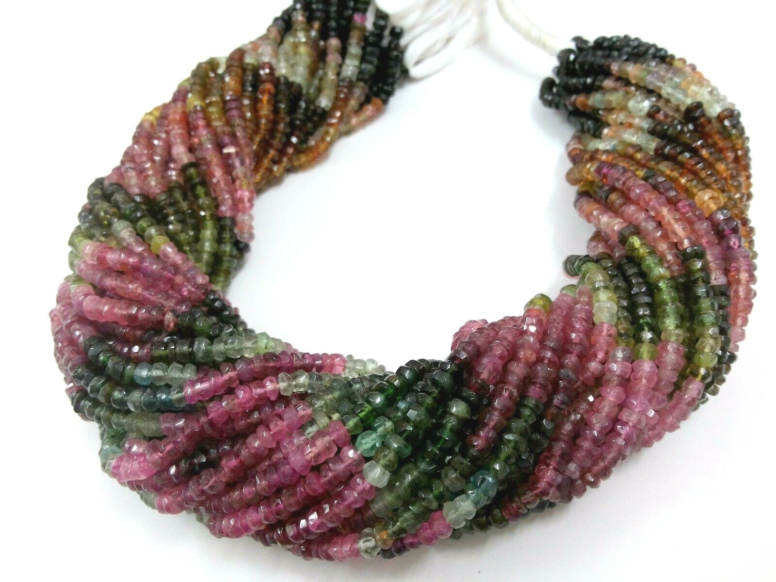 10 Strand Multi Tourmaline Rondelle Faceted 4.5-5mm Gemstone Loose Beads 12″inch