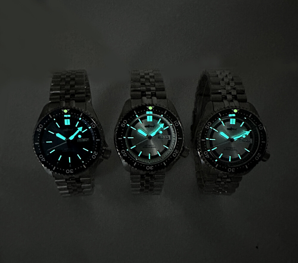 Heimdallr Sharkey SKX Day Date Dial NH36 Automatic 200M Diver Watch C3 BGW9 316L