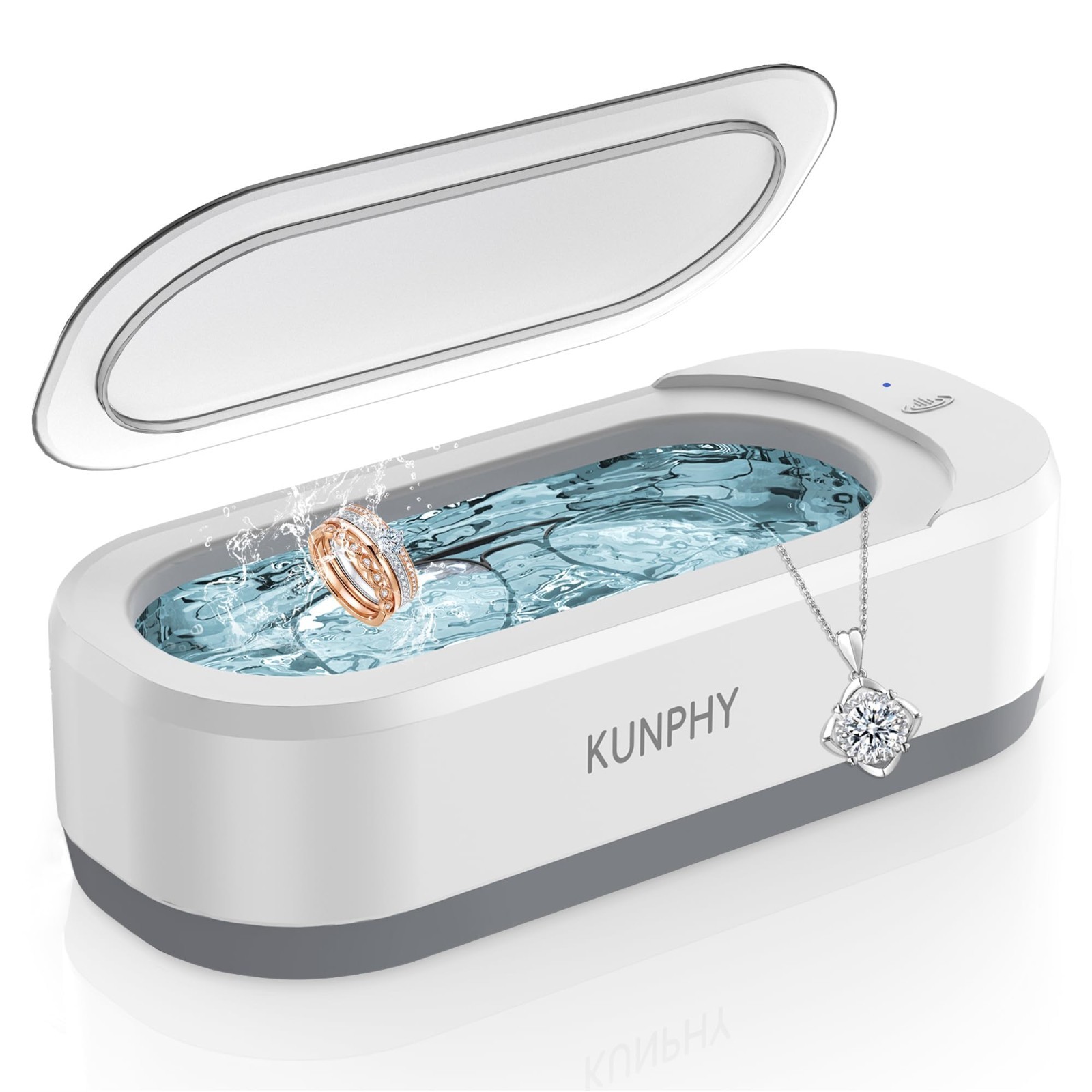 Professional Ultrasonic Jewelry Cleaner 12oz 46KHz, Sonic Cleaner for Rings, Gla