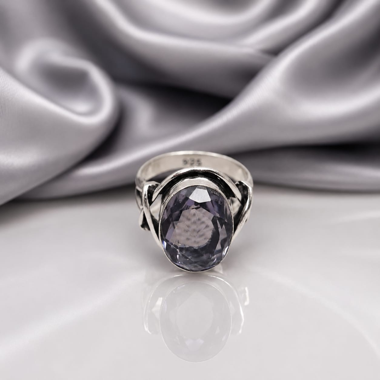 Iolite Oval Gemstone 925 Sterling Silver Handmade Ring Party Wear Gift For