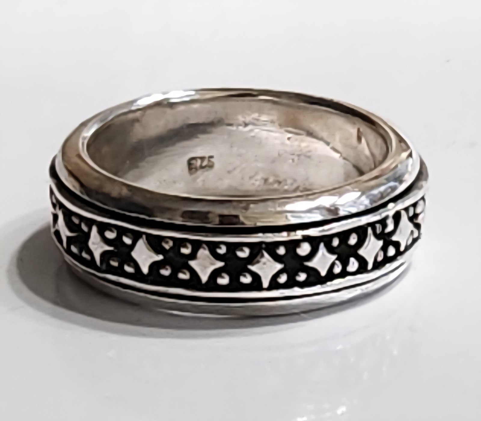 SPINNER Sterling Silver Motion/Worry Ring Diamonds SZ 7, 9, 12