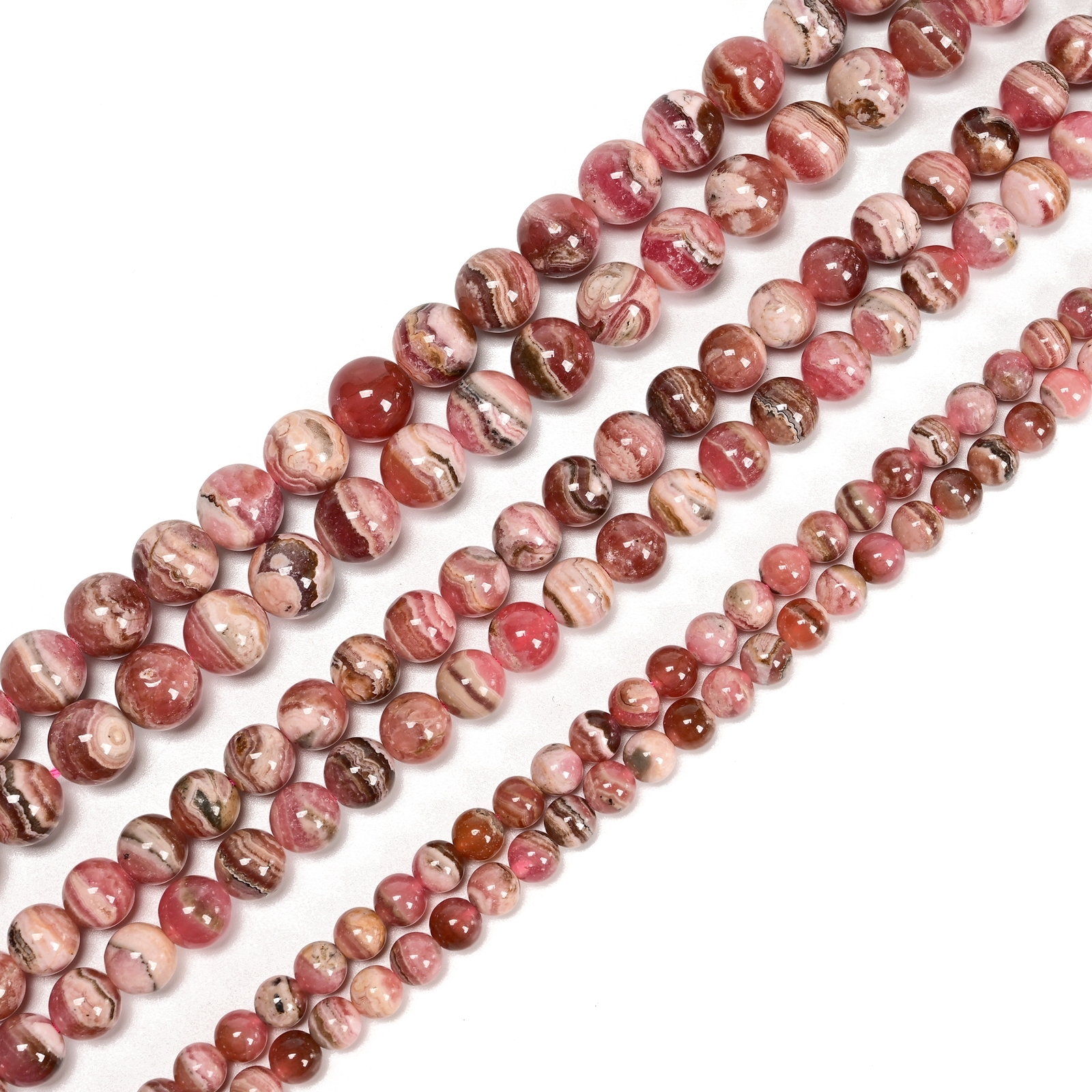 Natural Grade A Rhodochrosite Smooth Round Beads Size 6mm 8mm 10mm 15” Strand