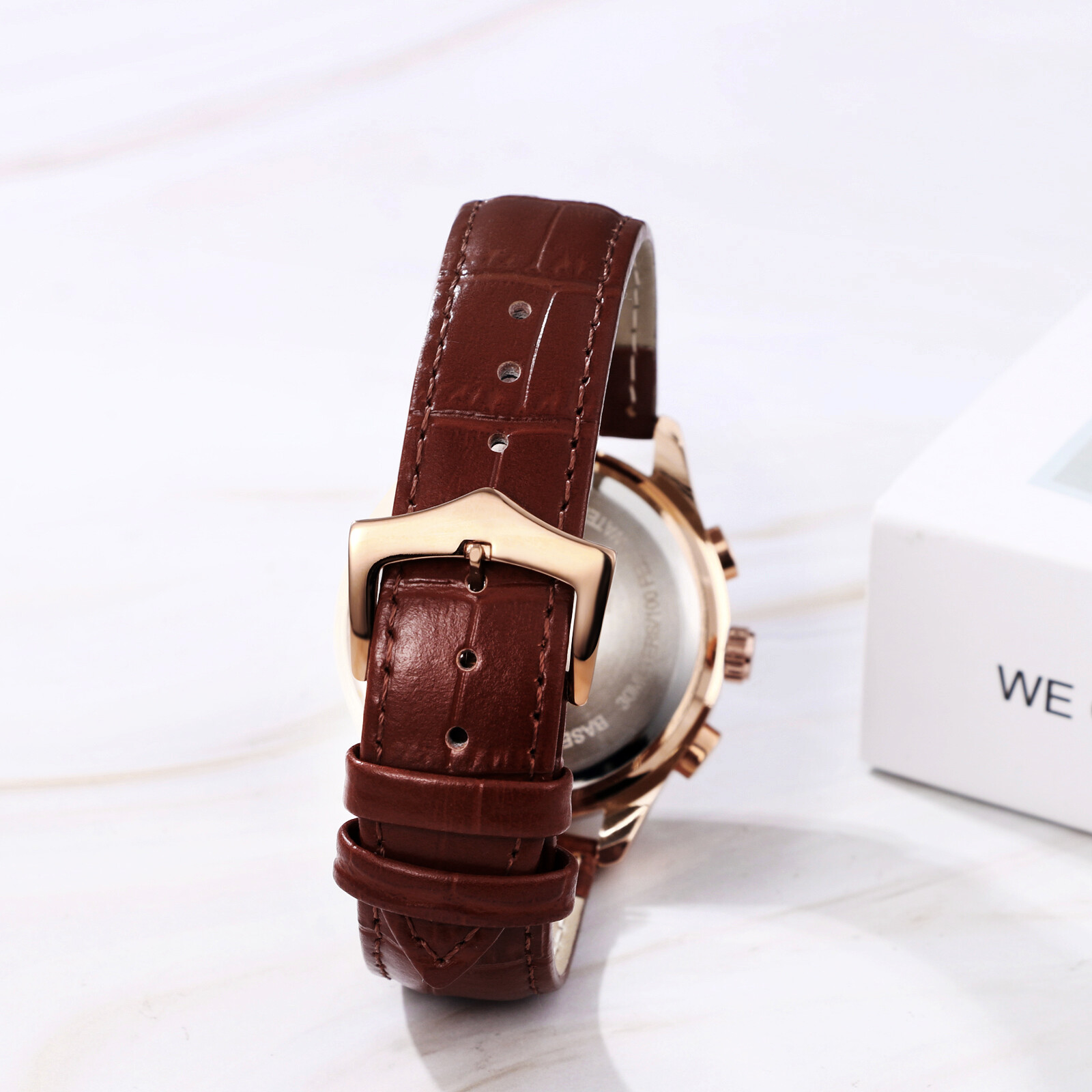 Men’s Waterproof Chronograph Dial Leather Band Causal Analog Quartz Date Watch
