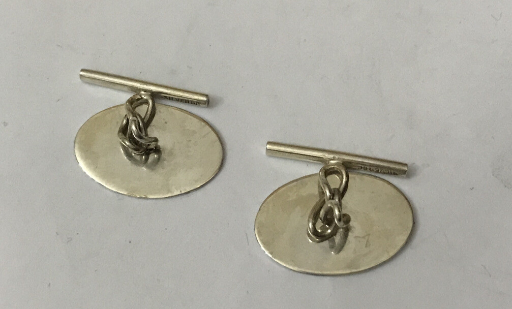 VINTAGE 925 SOLID STERLING SILVER PLAIN ENGRAVED CORNER CUFFLINKS ENGRAVABLE