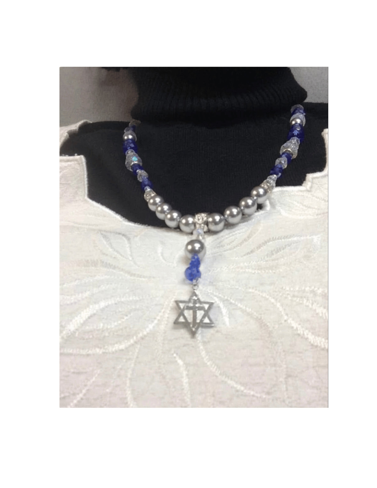 21 1/2 in. Necklace with Star of David Cross Pendant