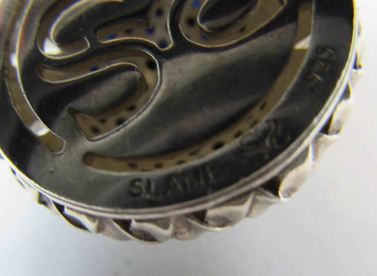 Slane & Slane Black Saphire Cluster Enhancer Pendant 925 silver Basket Weave