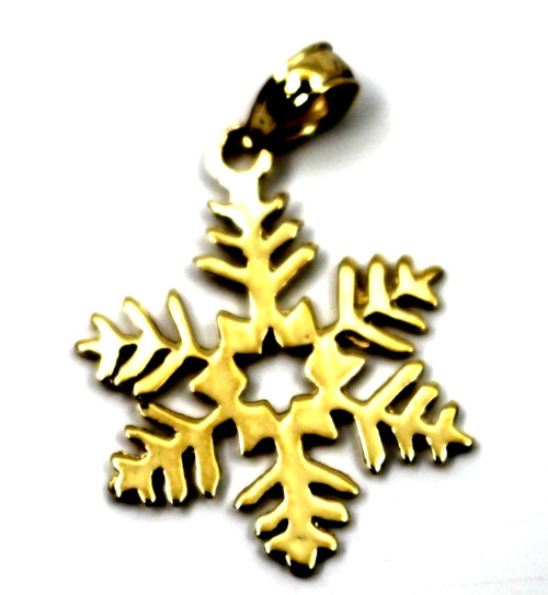 14k Yellow Gold Snowflake Pendant 0.70″in