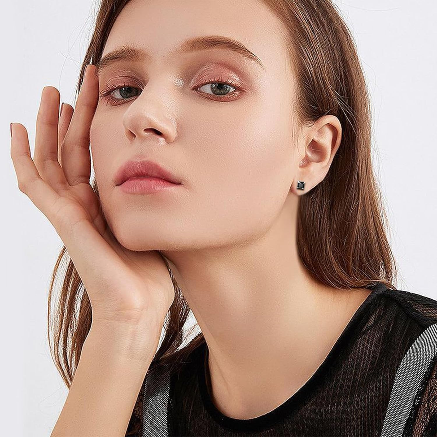 NEWITIN 6 Pairs Stainless Steel Magnetic Stud Earrings for Men and Women