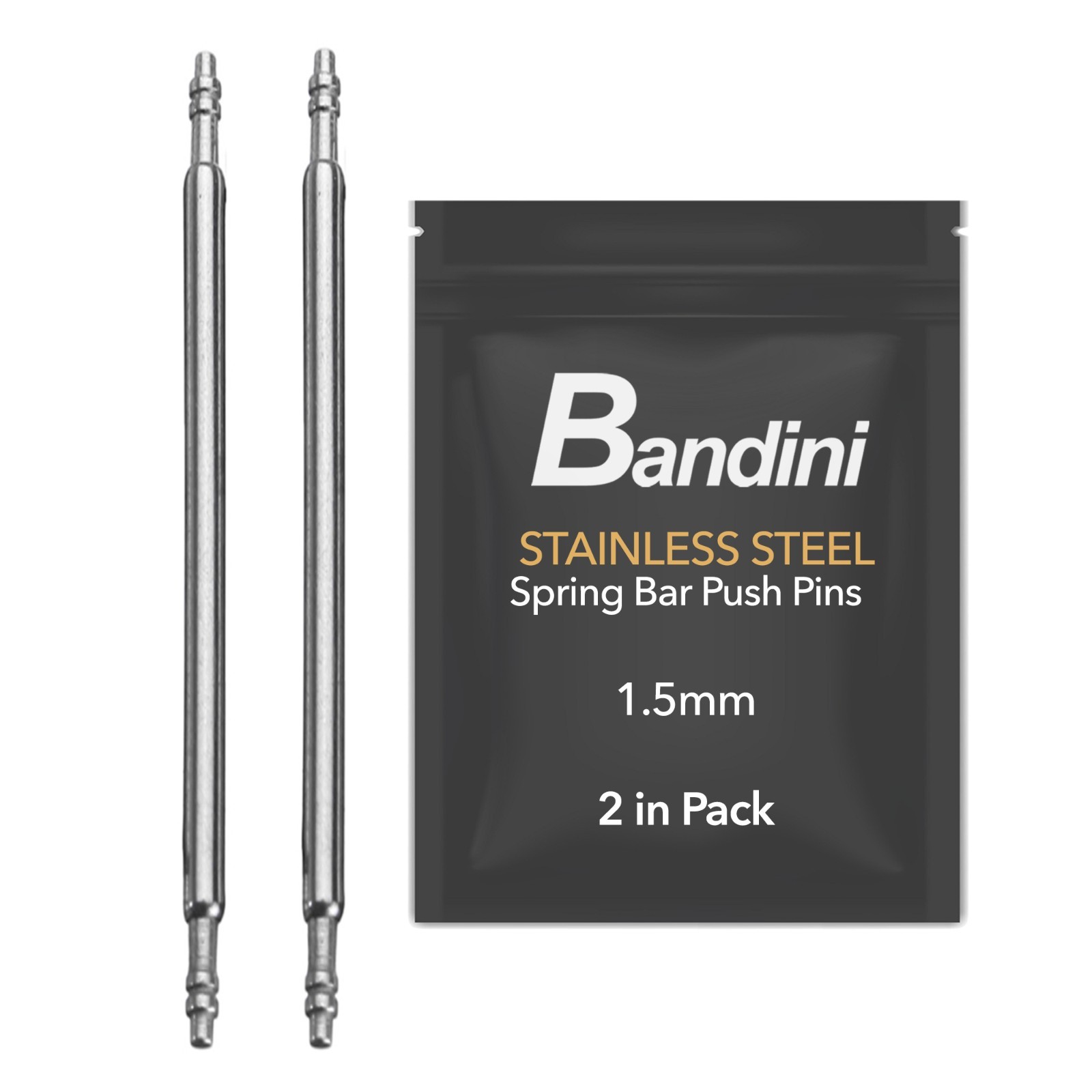 Stainless Steel Spring Bars for Watch Band, Pushpins (1.5mm thick), 6mm to 30mm