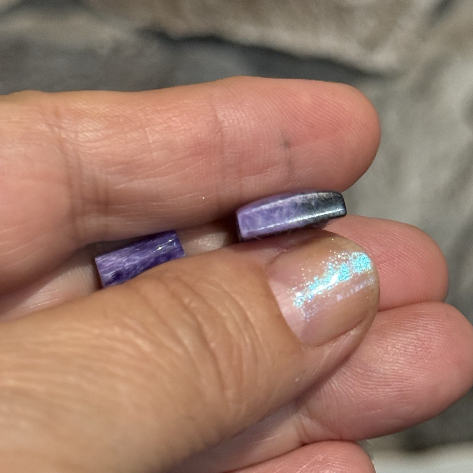 18.8ct 15.2×12.4×4.4mm Pair Purple Smooth Charoite Cabochon Gemstones Earrings
