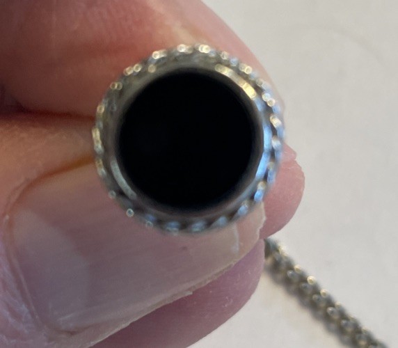 Vintage Tie Tack Silver Tone Black Stone Stick Pin Chain Lapel Pin Men’s Classic