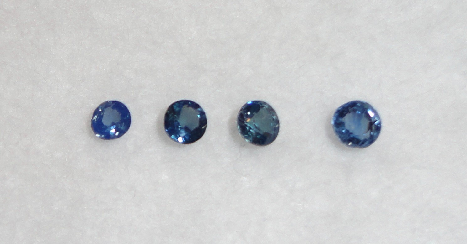 4 Pcs 4 sizes Blue-green 0.82 Ct Pretty Montana Sapphire Super Gemstones