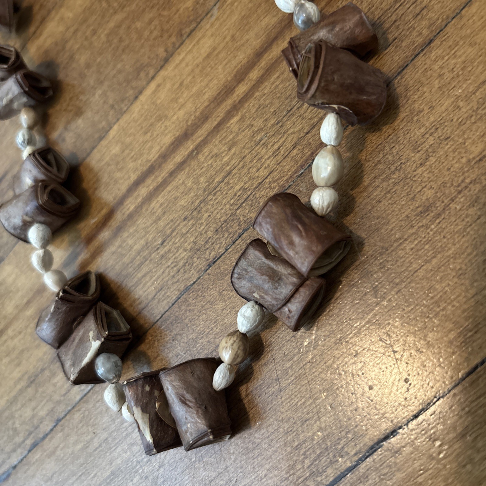 Vintage African Seed Pod and Job’s Tears Necklace Tribal 60s 70s