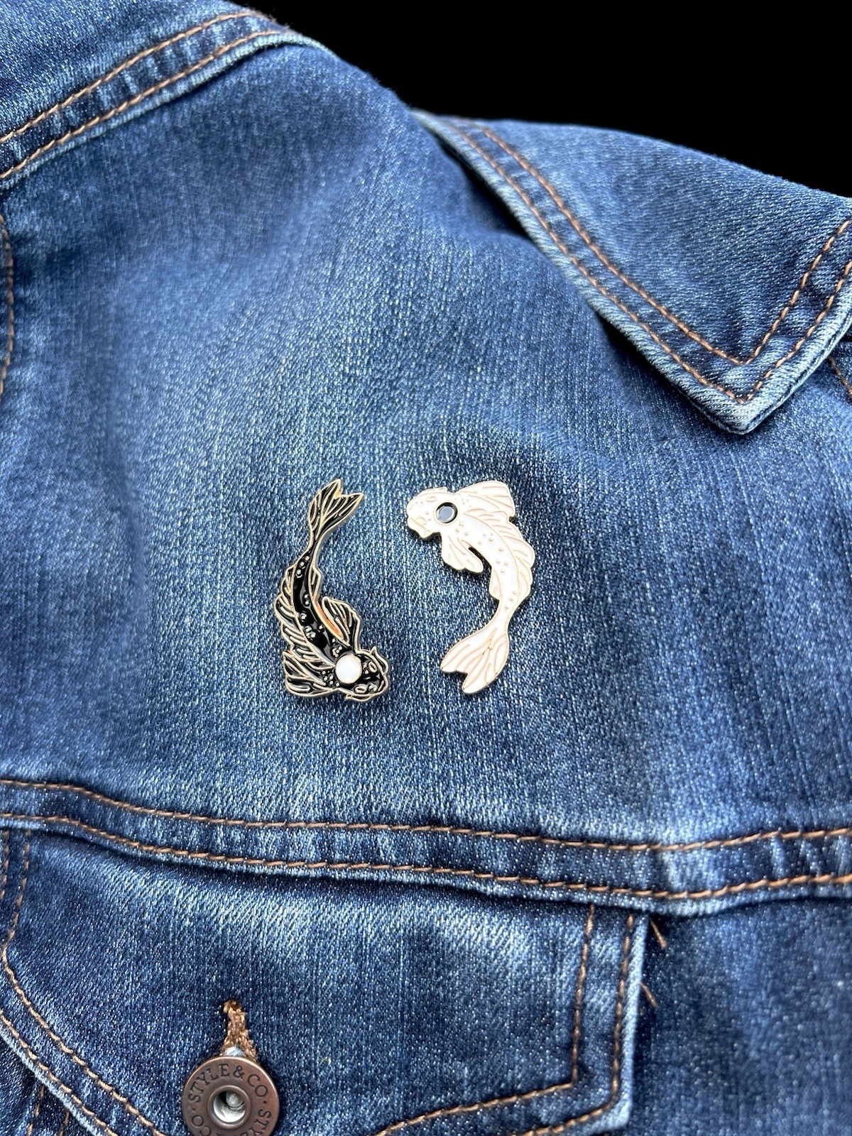 Yin and Yang Koi Enamel Pin Set