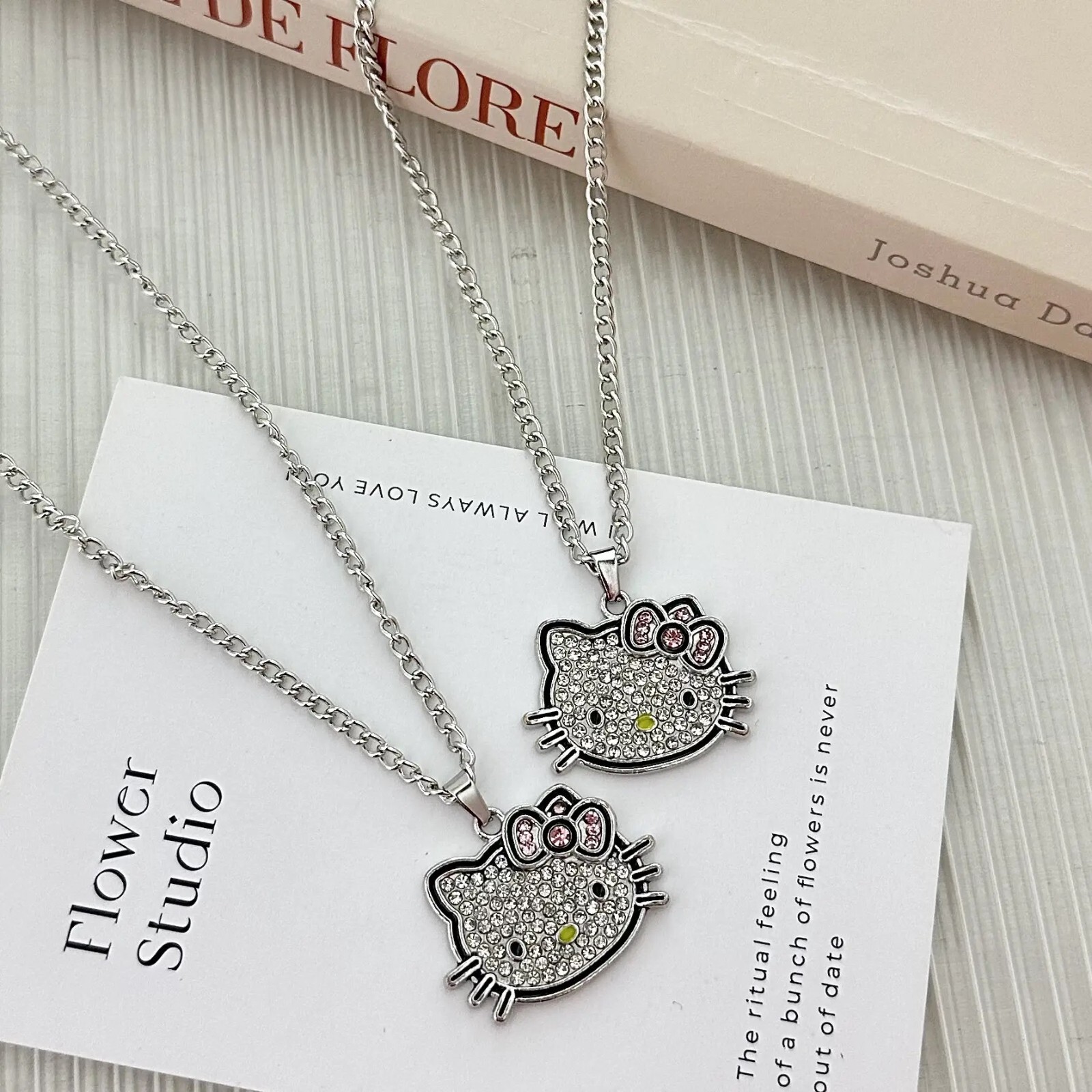 2 Packs Hello Kitty Bling Pendant Necklace With Chain New