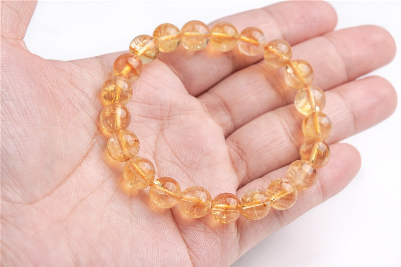 9MM Yellow Citrine Bracelet Brazil Grade A+ Genuine Natural Round Beads 7″