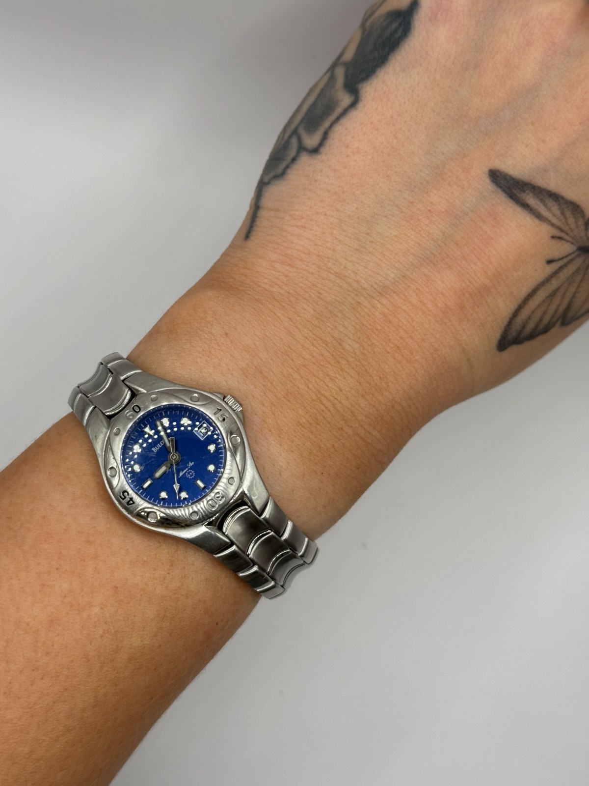 Neo Vintage Bulova Marine Star Midnight Blue Dial Ladies Watch Fresh Battery