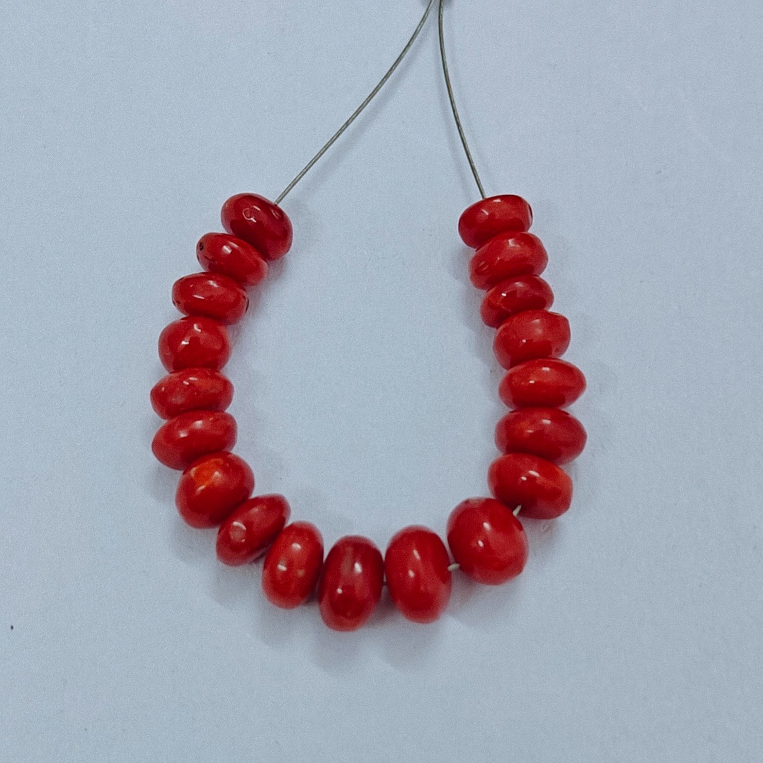 Natural Red Coral Rondelle Beads Loose Gemstone Italian Jewellery Supply 22 Cts