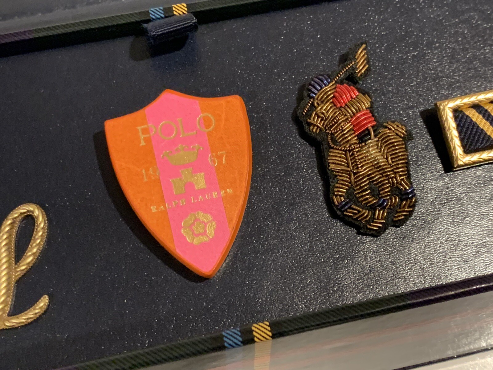 Polo Ralph Lauren Pin Bullion Brooch Gift Set Pony Shield Military R L Rare