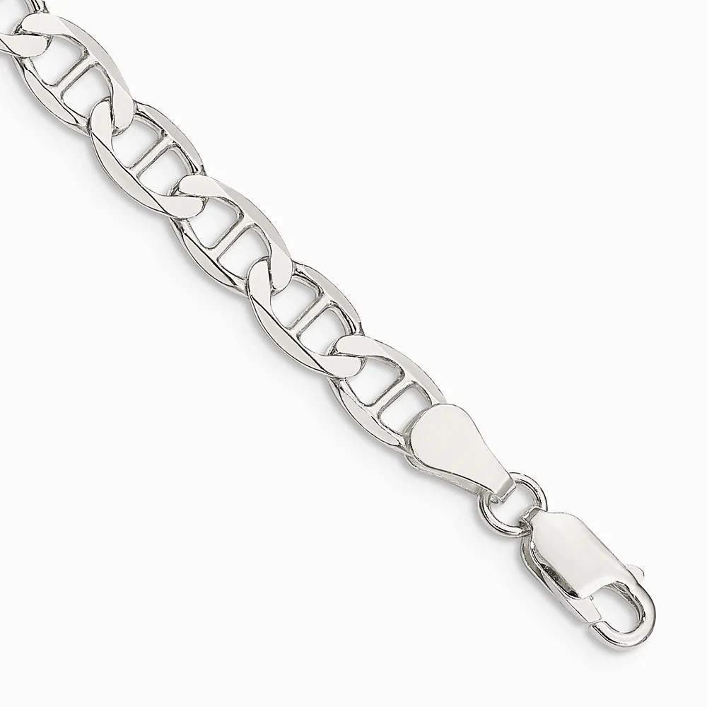 Sterling Silver 5.7mm Flat Anchor Chain Bracelet 7″-8″