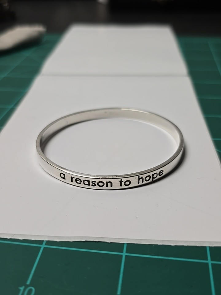 Sterling Silver Bangel Bracelet Inspiration Engraved A REASON TO HOPE