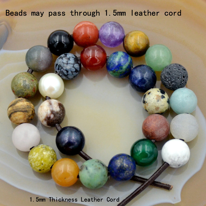 Big hole (2mm)Wholesale Lot 10mm Natural Gemstone Round Loose Beads 30pcs