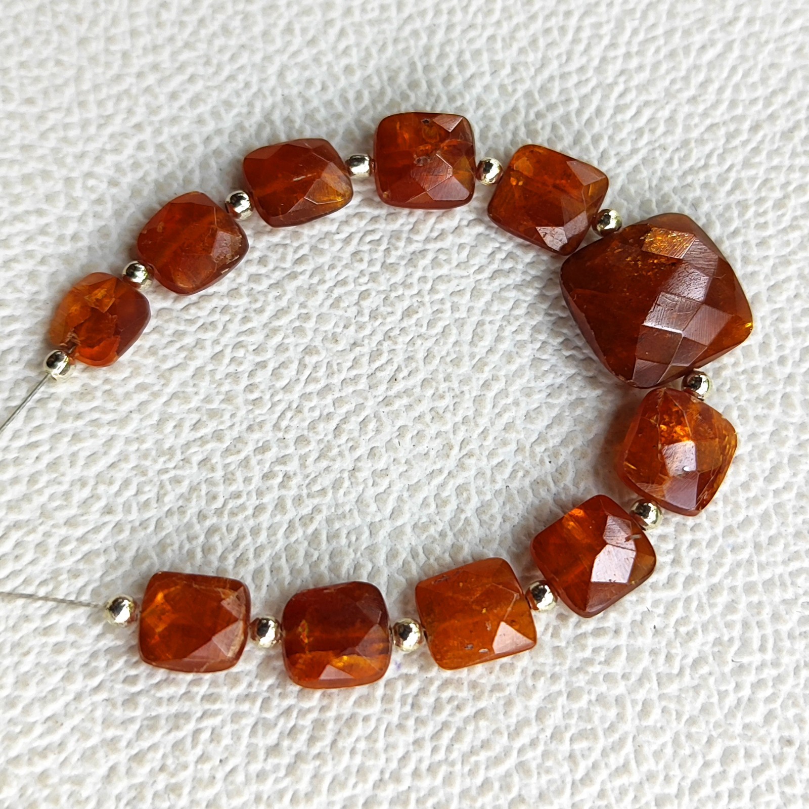 Natural Orange Kyanite 7-12mm Faceted Cushion Beads 4.5 In Tanzania Strand