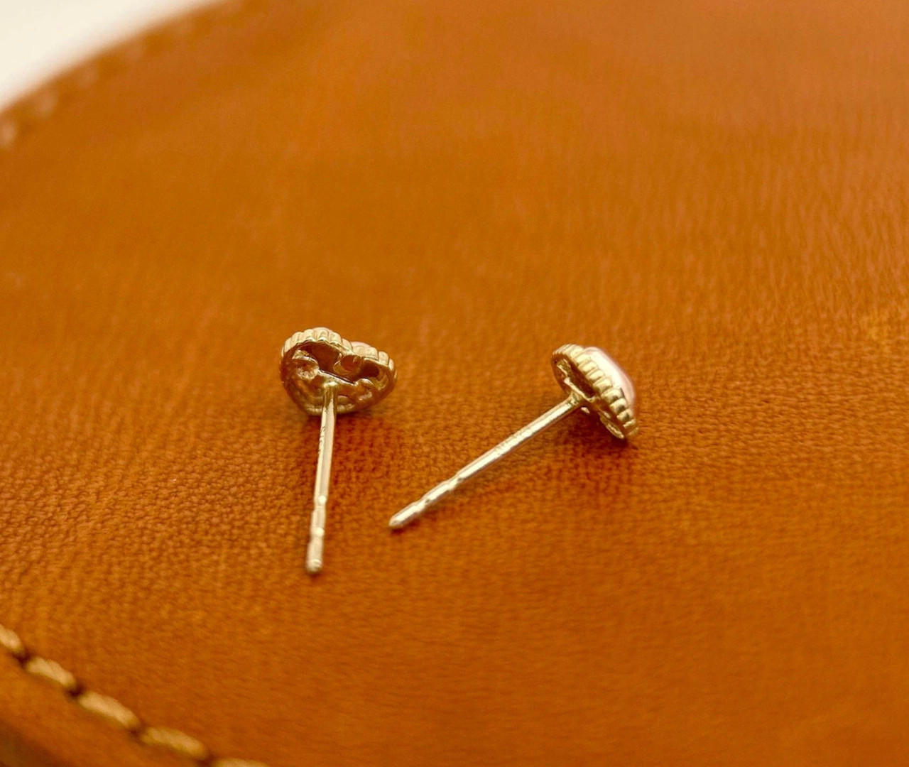 9K Solid Gold Stud Heart Stud Anniversary Earrings Promise Gift Earrings For Her