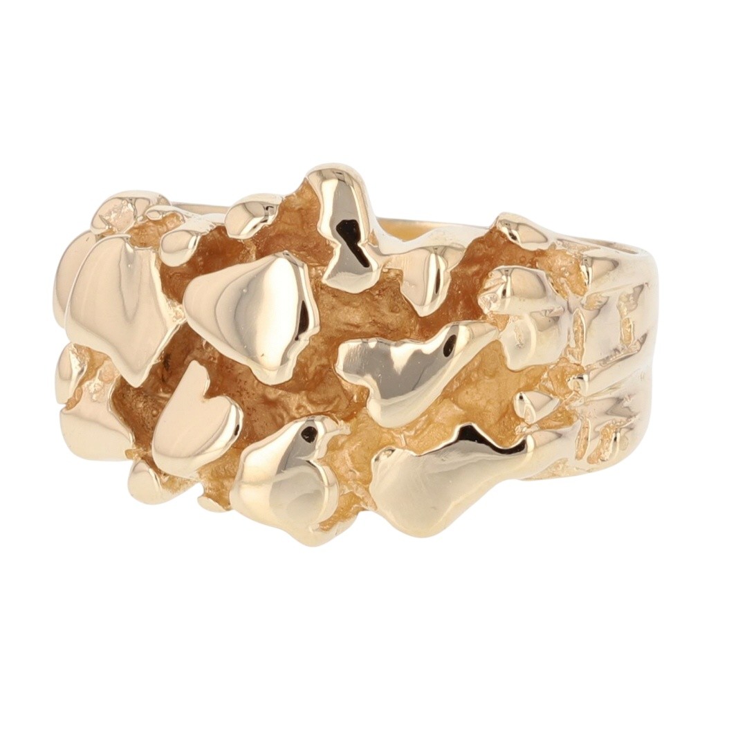 13.7mm Nugget Style Band Ring 14k Yellow Gold 10.12 Grams Size 7