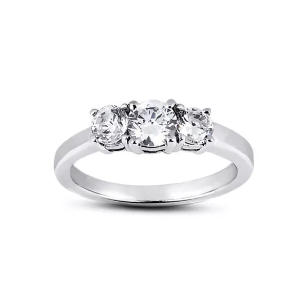 3-Stone Engagement Ring 14K Gold Classic 1.31 CT Round Lab-Grown Diamond D VS1