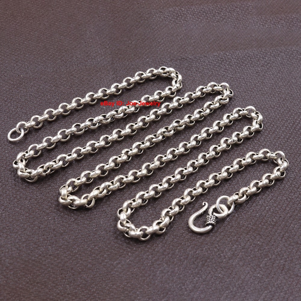 Real 925 Sterling Silver Necklace 5mm Rolo Link Chain Necklace 25.6inch 25-26g