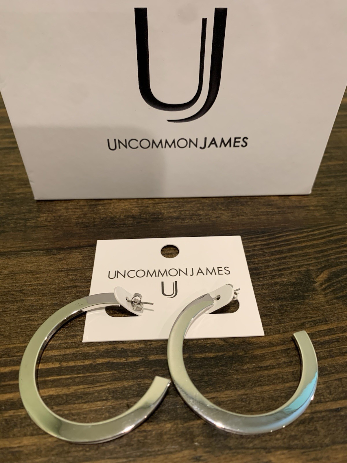 UNCOMMON JAMES Silver Hoop Earrings NWT in Box
