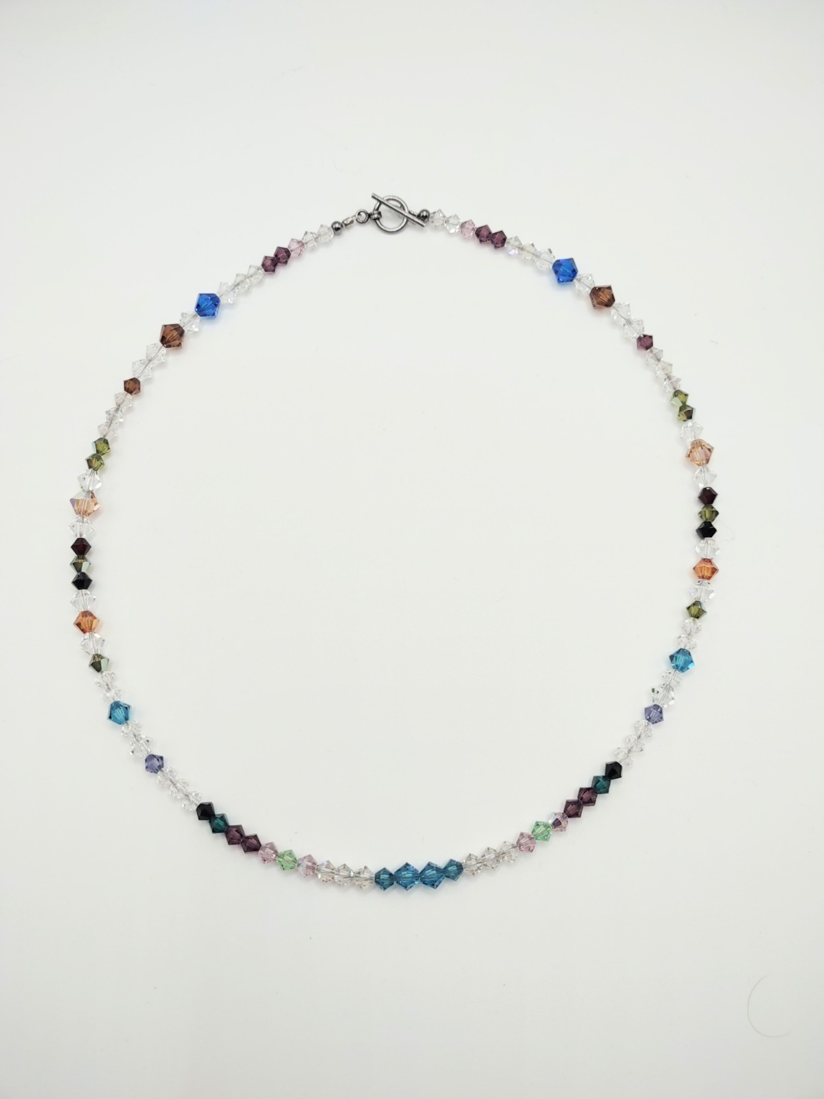 Made With Swarovski Crystals Necklace Multi Color Sterling Silver Clasp Fashion