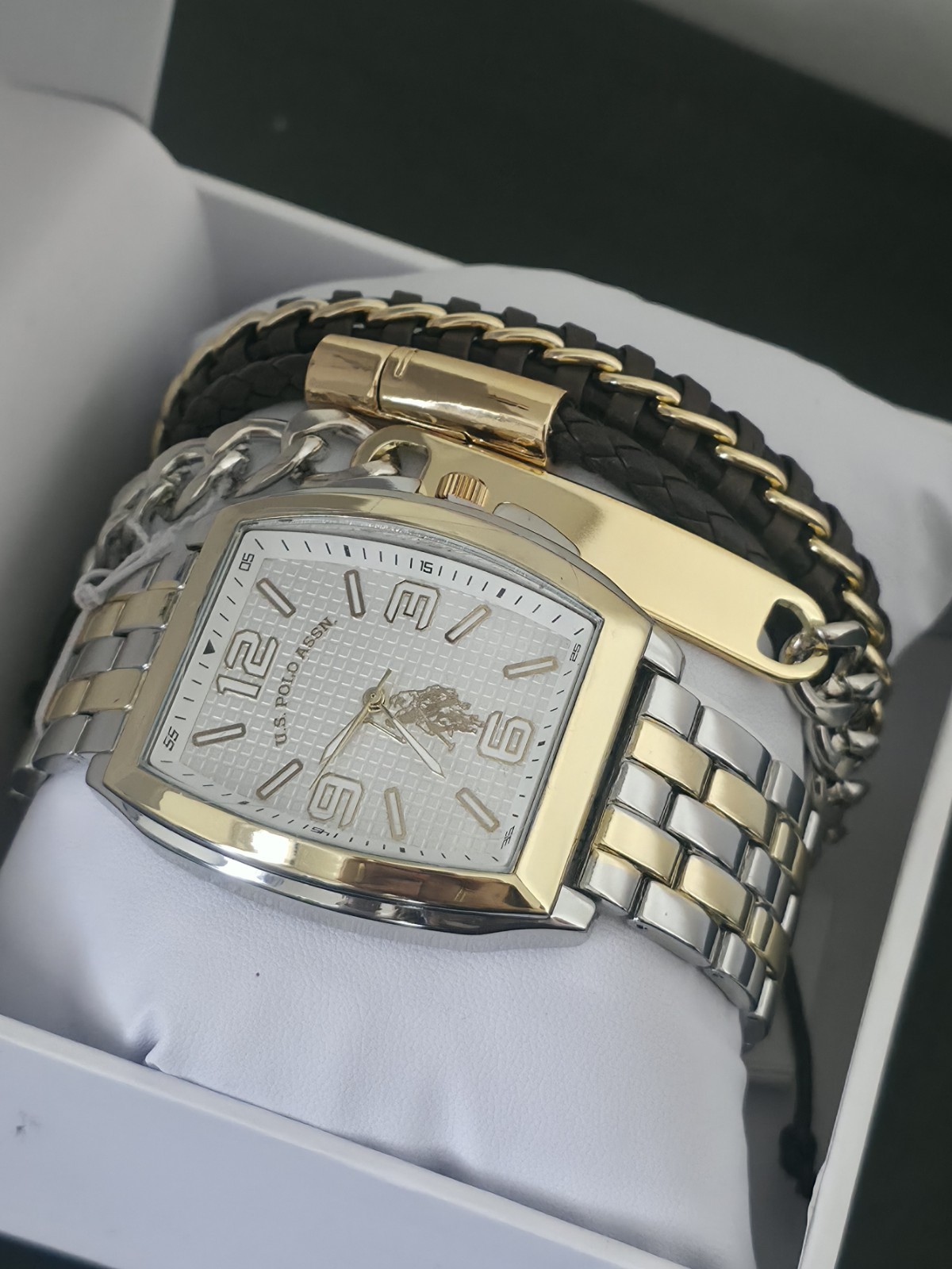 U.S. Polo Assn. Since 1890 Mens Two Tone 4-pc. Watch Boxed Set