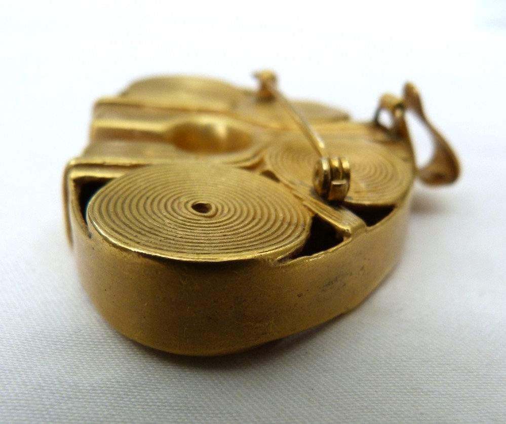 GALERIA JOYERIA CANO “SIMIN” 24K GOLD PLATE SPIRAL PIN OR PENDANT ~$315 RETAIL