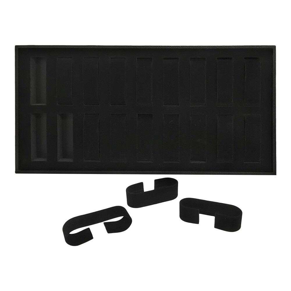 1.20 Lbs 14-3/4” Black Velvet 18 Slot Women’s Watch Tray Display Case Jewelry