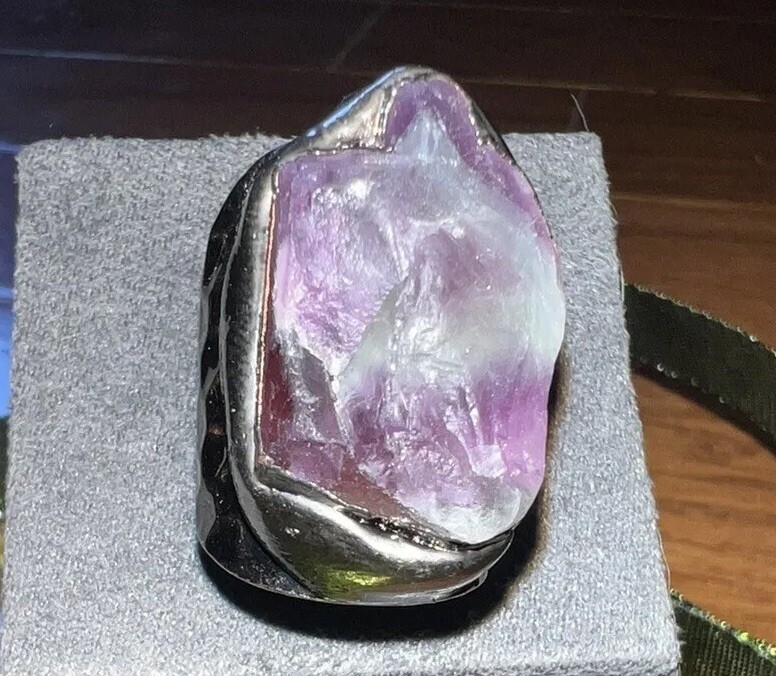 NEW Fluorite Statement Ring W/ Antiqued Copper Patina Band Sz 7-9 Adjustable