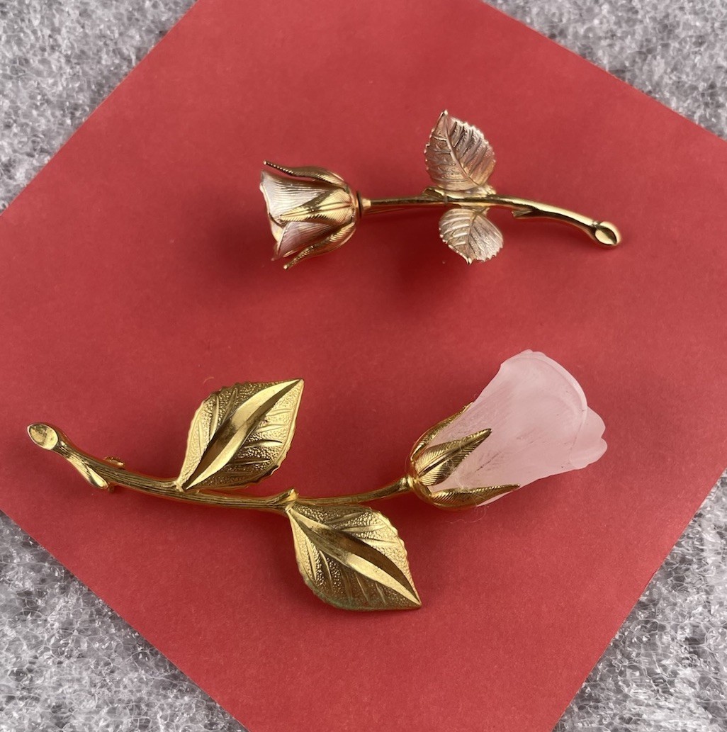 Vintage Classic Rose Flower Brooch Collar Pins Lot