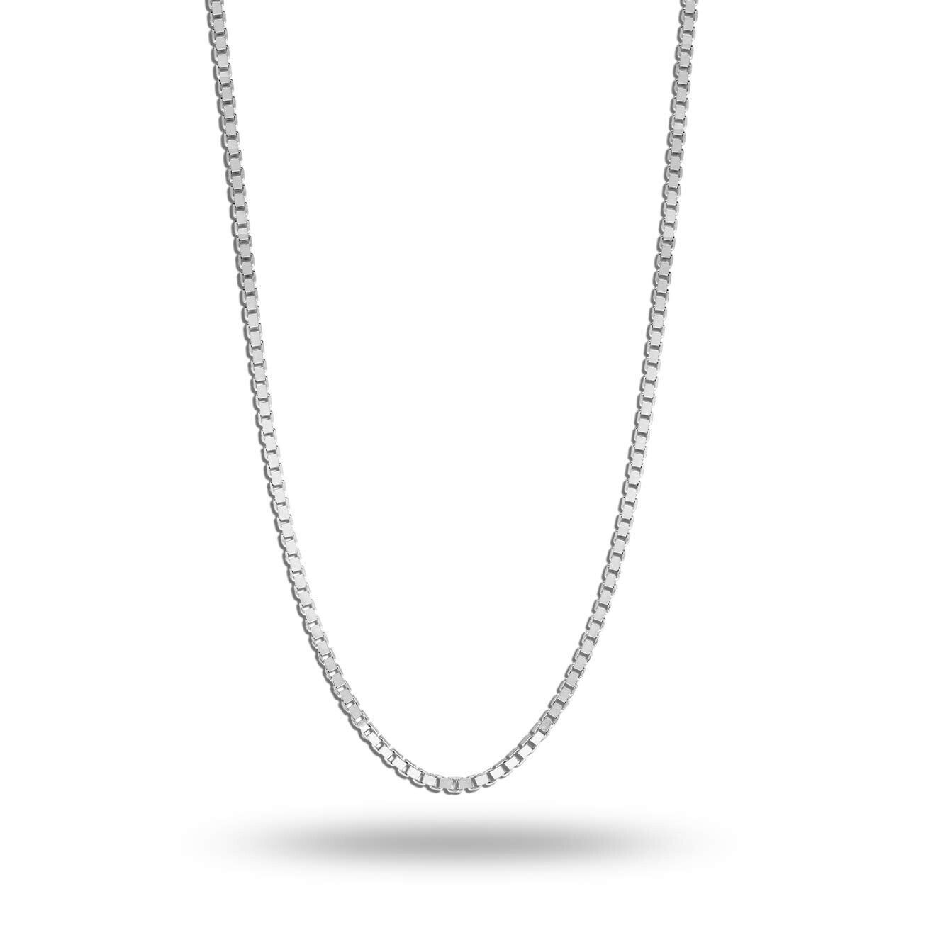 Real 925 Sterling Silver 0.08mm Box Chain Necklace 24 Inches For Men & Women