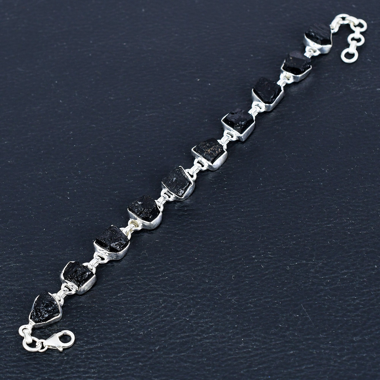 Black Tourmaline Gemstone 925 Sterling Silver Hadnmade Bracelet Jewelry Gift For