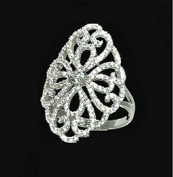 Rhodium Over Sterling Silver 2.30ctw White Cubic Zirconia Ladies Ring Size 7