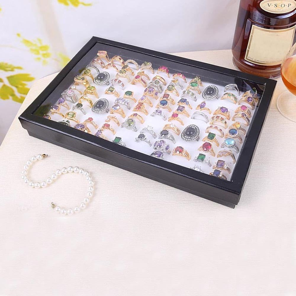 Jewelry Rings Display Tray Velvet 100 Slot Case Box Jewelry Storage Box | Ring B